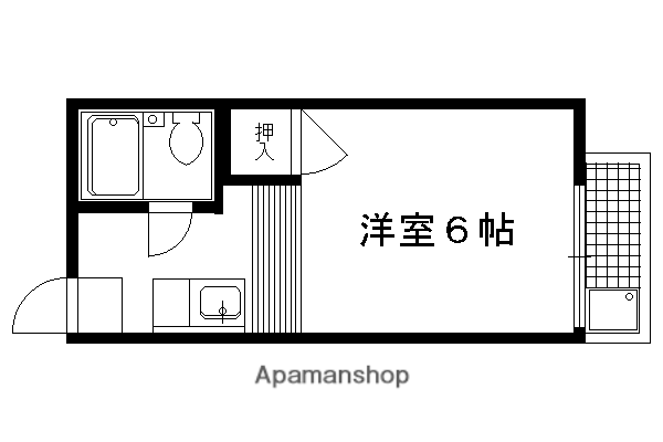花園橋ハイツ(ワンルーム/2階)の間取り写真
