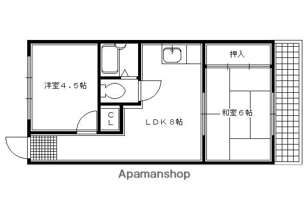 シャトーやなぎ(2LDK/2階)の間取り写真