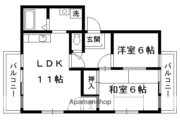 ドミールカンザカ(2LDK/1階)の間取り写真