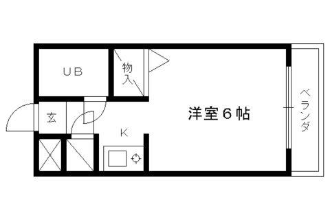 サンリーベ衣笠(1K/4階)の間取り写真