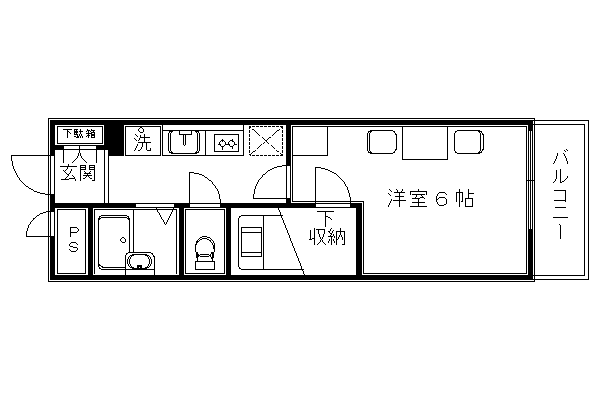 レオパレスTYK壬生(1K/1階)の間取り写真