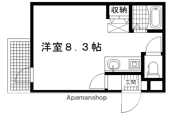松ヶ崎堂ノ上町マンション(1K/2階)の間取り写真