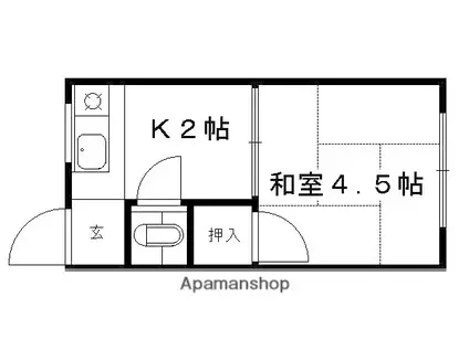 あすか荘(1K/2階)の間取り写真
