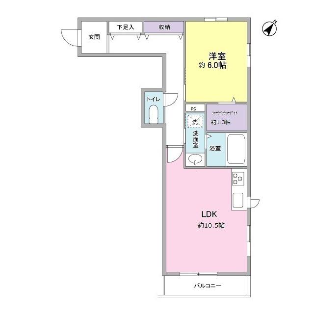 リヴェール響(1LDK/1階)の間取り写真