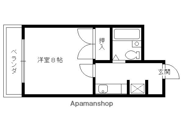 詩仙ハイムII(1K/1階)の間取り写真