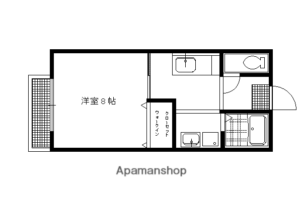 シャンティ宝ヶ池(1K/2階)の間取り写真