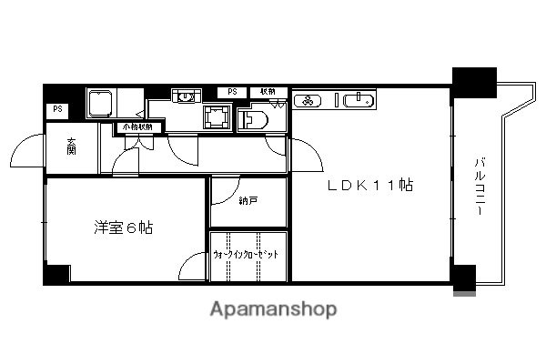 サイド木山(1K/3階)の間取り写真
