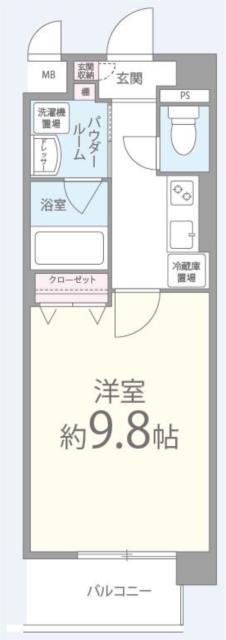 エスポワール(1K/4階)の間取り写真