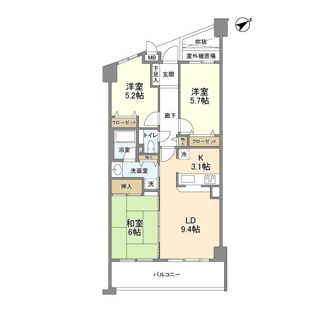 グランドメゾン修学院(3LDK/4階)の間取り写真