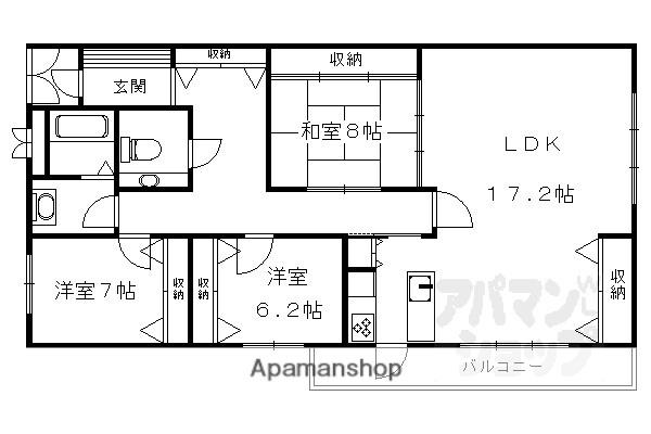 サンシティドムス鴨川(3LDK/3階)の間取り写真