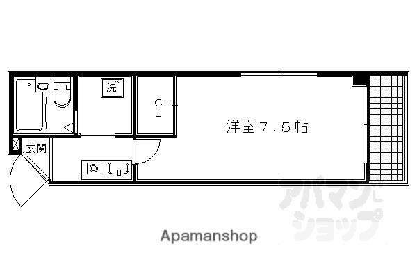 ビバ丸太町(1K/2階)の間取り写真