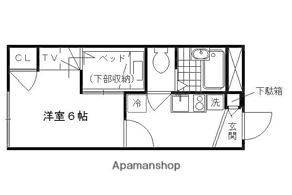 レオパレスウェルスTENII(1K/1階)の間取り写真