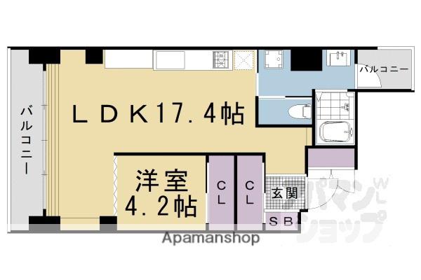 バウム御幸町御池(1LDK/3階)の間取り写真