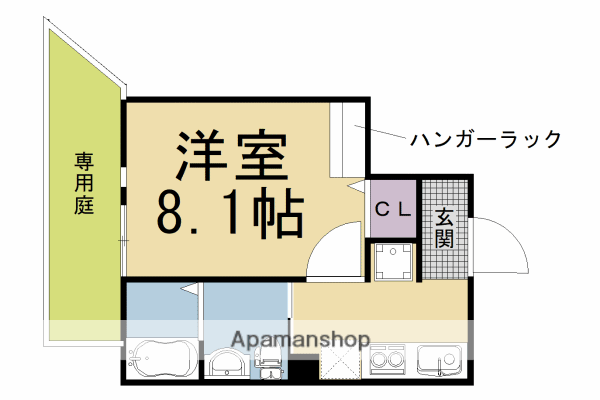 MESA VERDE 御園橋II(1K/1階)の間取り写真