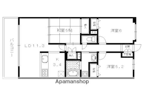ユニーブル京都紫野(3LDK/4階)の間取り写真