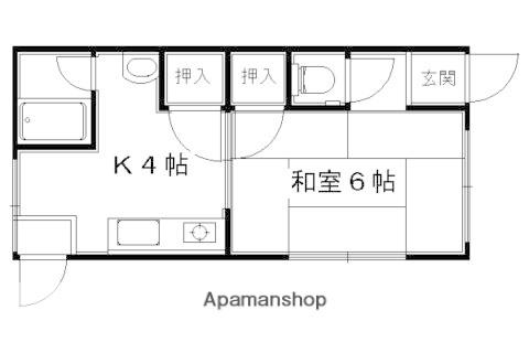 伊勢川ハイツ(1K/1階)の間取り写真