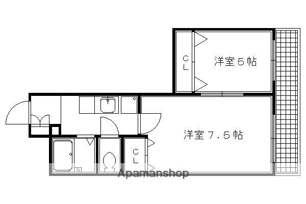 ヴィラ三晃(2K/2階)の間取り写真