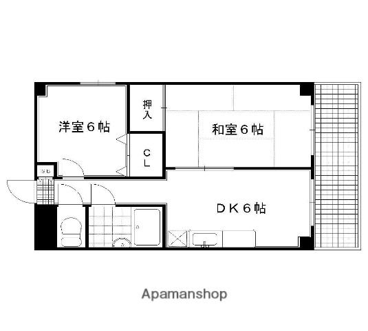 ヴィラ福田(2DK/3階)の間取り写真