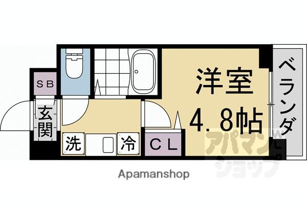 キャンパスヴィレッジ京都衣笠(1K/2階)の間取り写真
