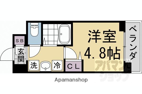 キャンパスヴィレッジ京都衣笠(1K/3階)の間取り写真