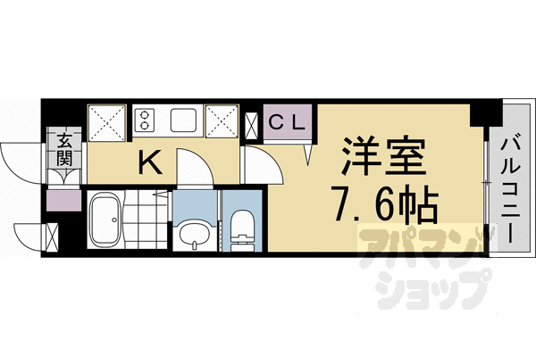 キンブリッジ京都千本丸太町(1K/1階)の間取り写真