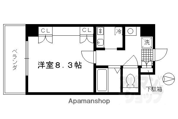 エル・セレーノ本能寺町(1K/2階)の間取り写真