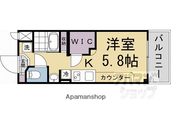 DETOM-1西陣III(1K/3階)の間取り写真