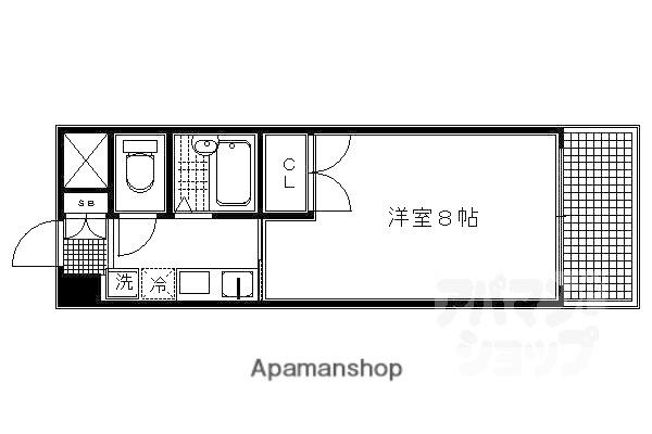 ラフィーネ御所西(1K/1階)の間取り写真