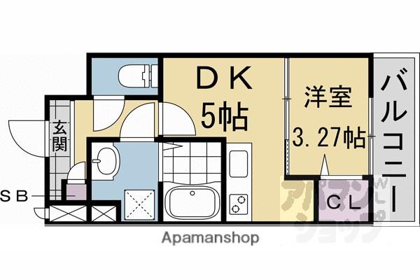 エクスフォート京都聚楽町(1DK/1階)の間取り写真