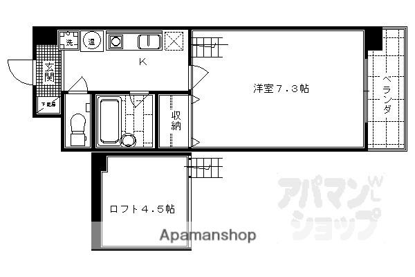 メイプル等持院(1K/3階)の間取り写真
