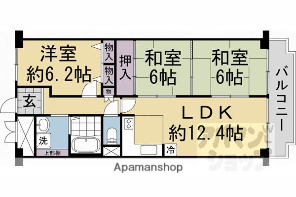 京都上京ハウス(3LDK/4階)の間取り写真