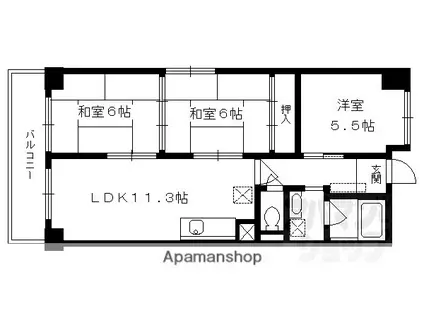 イヌイ星の子ハイツ(3LDK/5階)の間取り写真