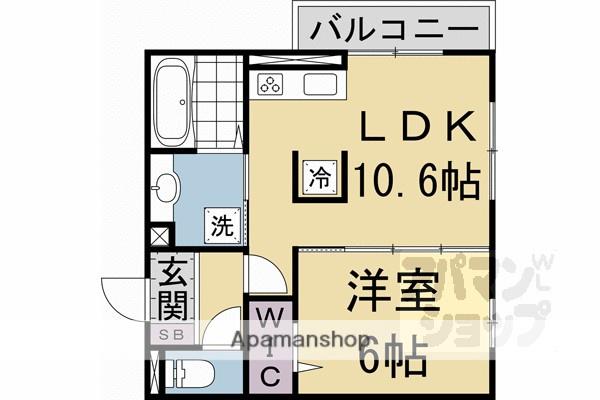 メゾン・ソネット二条新町(1LDK/2階)の間取り写真