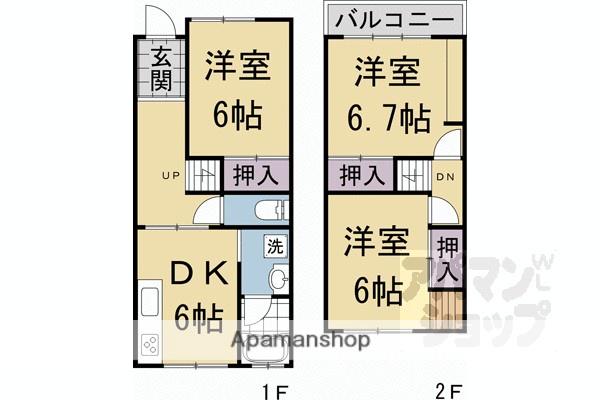 京都市烏丸線 今出川駅 徒歩12分 2階建 築37年(3DK)の間取り写真
