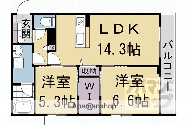 HABITER 御所西(2LDK/2階)の間取り写真