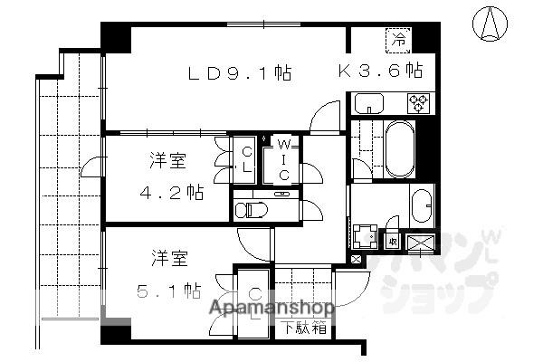 クラッシィハウス御池柳馬場(2LDK/4階)の間取り写真