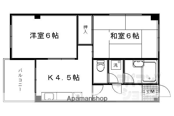 エレガンスコート烏丸西(2DK/4階)の間取り写真