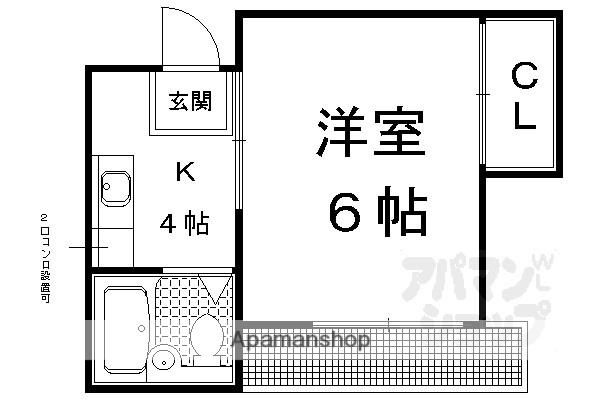 コーポユタカ(1K/2階)の間取り写真