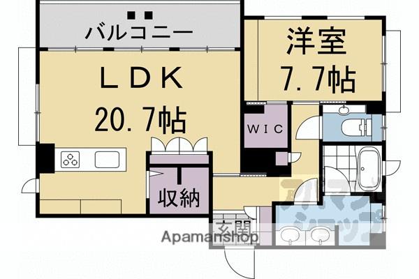 パーチェ三条菊鉾町(1LDK/3階)の間取り写真