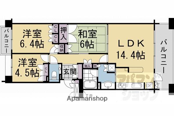 パークシティ北大路(3LDK/3階)の間取り写真