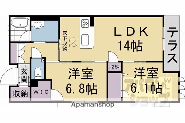 シャーメゾン西ノ京(2LDK/1階)の間取り写真