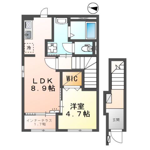 セレニティ宮野和(1LDK/2階)の間取り写真