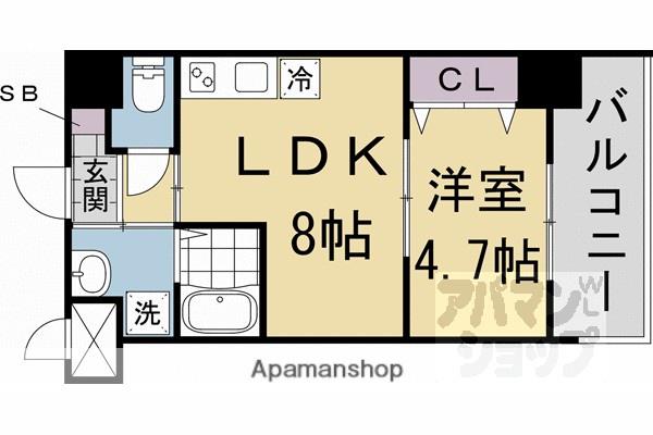 GRAND NAVIRE 京都二条(1LDK/6階)の間取り写真