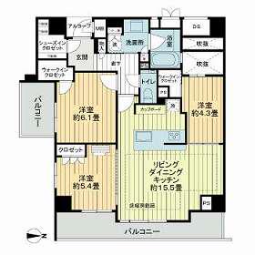 パラドール御所西グランデ(3LDK/4階)の間取り写真