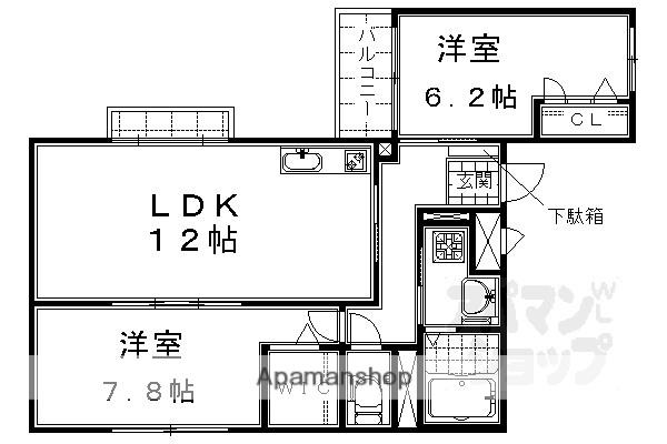 エクセルコート北山(2LDK/2階)の間取り写真