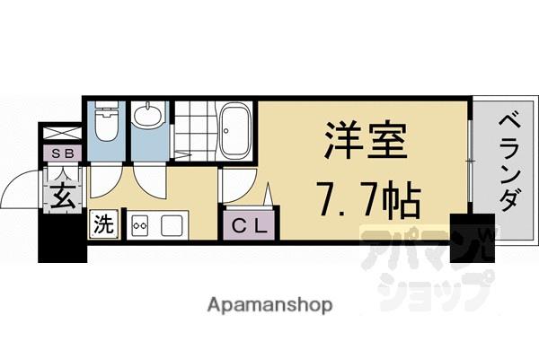 フォーリアライズ京都大将軍(1K/6階)の間取り写真