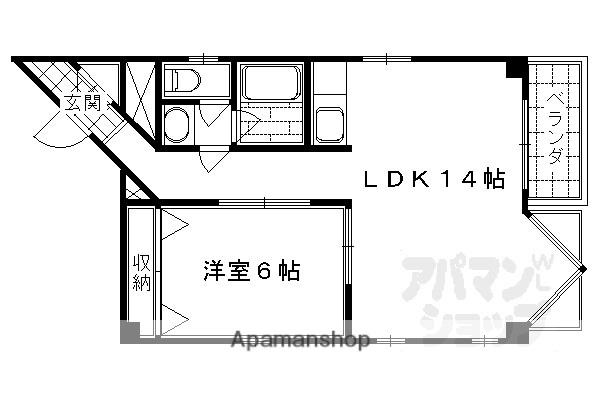 ディピュイ亀屋ビル(1LDK/4階)の間取り写真