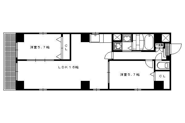 山陰本線 円町駅 徒歩10分 3階建 築13年(2LDK/3階)の間取り写真