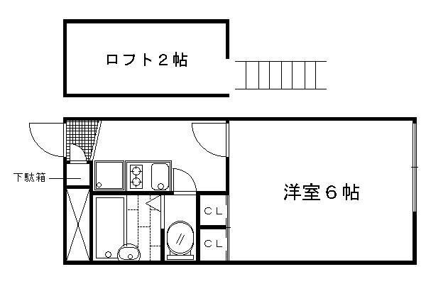 レオパレス堀川(1K/2階)の間取り写真