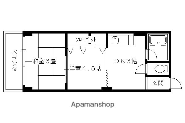 コーポ吉沢(2DK/4階)の間取り写真